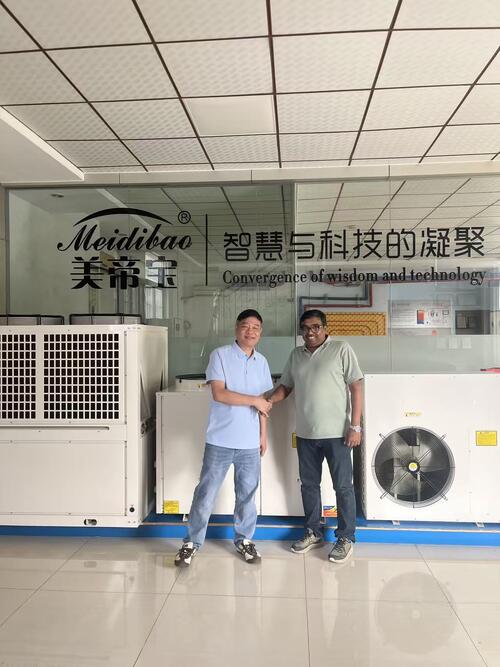 Latest company news about 印度客户参观美德宝工厂，考察热泵机组与蒸发冷工业省电空调